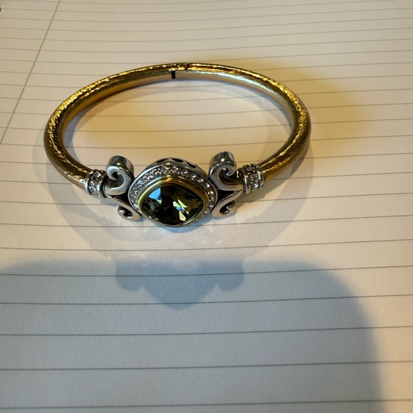 Brighton Jewelry - Brighton Lion's Eye Two-Tone Hinged Crystal Bangle Bracelet